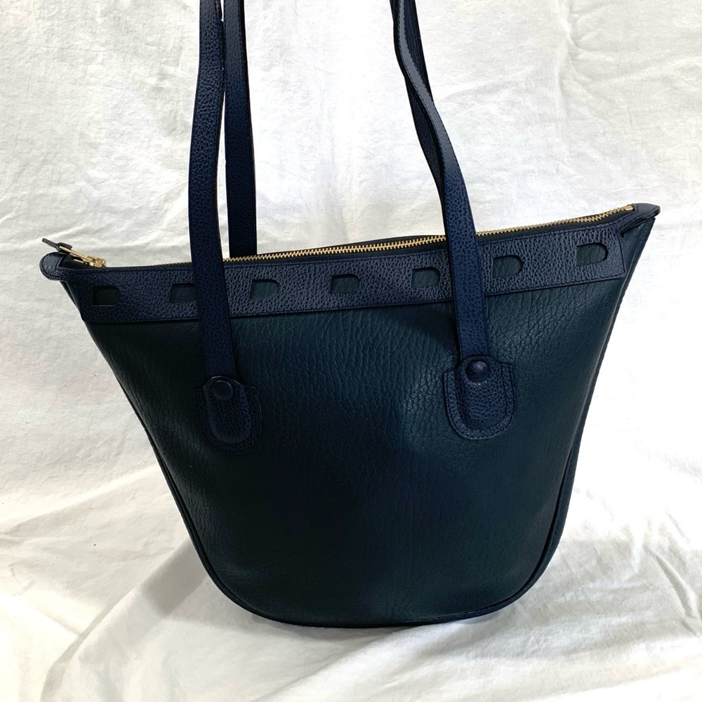 Blue pebble leather shoulder bag purse custom